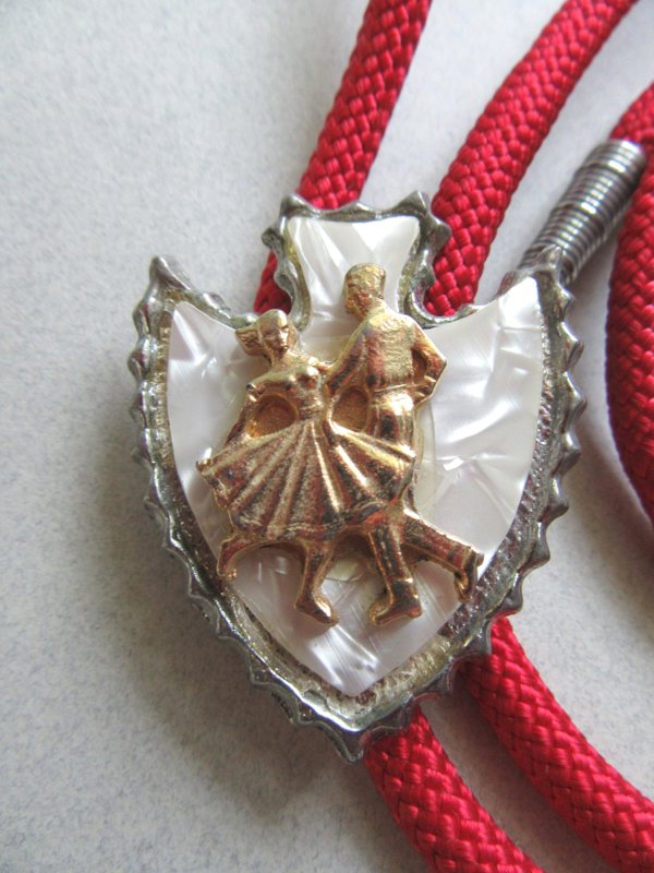 Vintage Red Bolo Tie Western Cowboy Cowgirl 