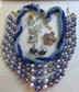 Vintage Blue Jewelry Lot 1950's Multi Strand Necklaces Japan Rhinestone Pins Earrings