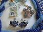 Vintage Blue Jewelry Lot 1950's Multi Strand Necklaces Japan Rhinestone Pins Earrings