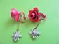 Vintage Mod Roses With Dangling Bees Clip Earrings 1960's Costume Jewelry Save Our Bees!