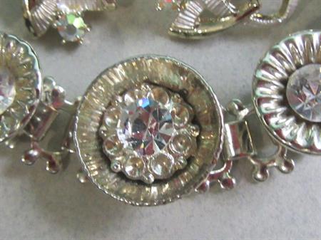 Vintage  Rhinestone Bracelet Earrings Lot 1950's Jewelry