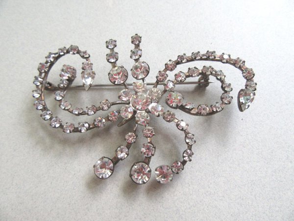 Vintage Austria Rhinestone Pin Needs Repair Signed Jewelry