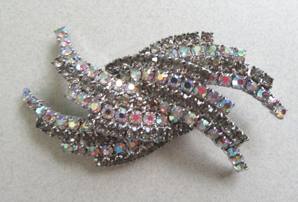 1950's Rhinestone Pin Aurora Borealis Vintage Jewelry 