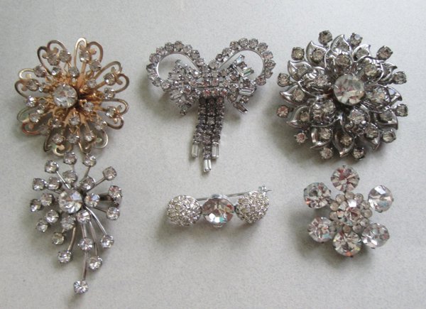 Vintage Rhinestone Pin Lot Marianne Signed 