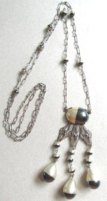 1930's Glass Tear Drop  Necklace Antique Jewelry