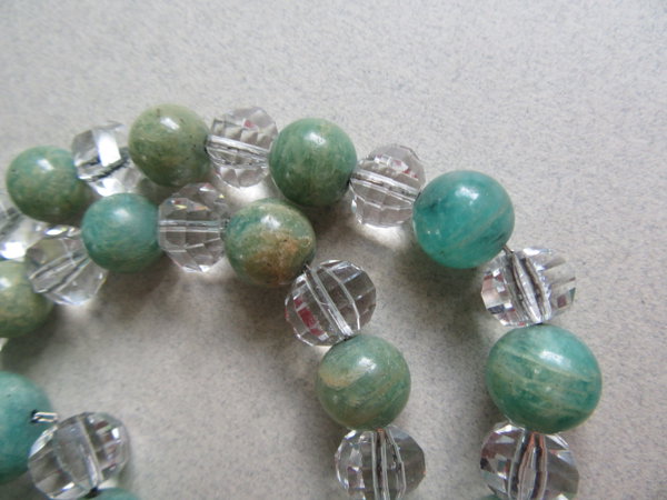 Vintage Genuine Blue Stone and Crystal Necklace On Chain Gemstone