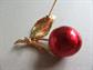 Articulated Heavy Enameled Red Cherry Pin Fruit Figural Costume Jewelry