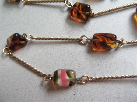 Vintage Long Glass Chain Necklace Watermelon  As is