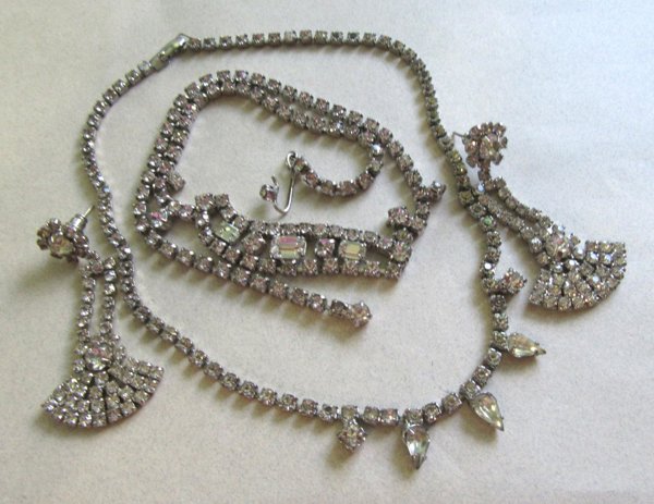 Vintage Rhinestone Jewelry Lot Choker Necklaces Earrings