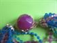 1960's Mod Multi Strand Hong King Necklace Blue and Purple Vintage Costume Jewelry