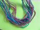 1960's Mod Multi Strand Hong King Necklace Blue and Purple Vintage Costume Jewelry