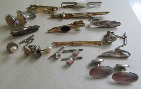 Men's Vintage Jewelry Lot Tie Clasps Sterling Cufflinks