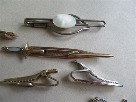 Men's Vintage Jewelry Lot Tie Clasps Sterling Cufflinks