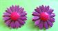 Mod 1960's Clip On Earrings Purple and Pink Daisies Vintage Costume Jewelry