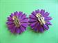 Mod 1960's Clip On Earrings Purple and Pink Daisies Vintage Costume Jewelry