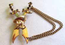 1940's Musketeer Swords Chatelain Rhinestone Pin Vintage Jewelry