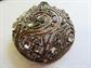 Antiqued Rhinestone Dome Pin Brooch Vintage Costume Jewelry