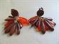 Mod Western Germany Cha Cha Clip On Earrings Fall Colors Vintage Costume Jewelry