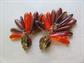 Mod Western Germany Cha Cha Clip On Earrings Fall Colors Vintage Costume Jewelry