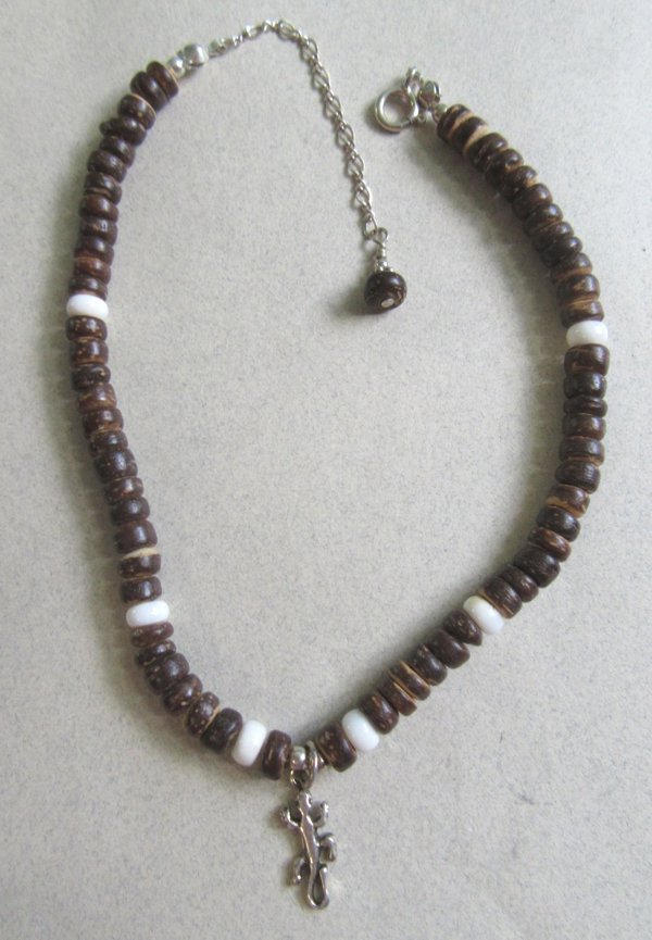 Sterling Silver Lizard  Ankle Bracelet Coconut 
