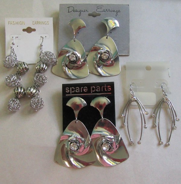 Retro Rhinestone Earrings Lot Vintage Jewelry