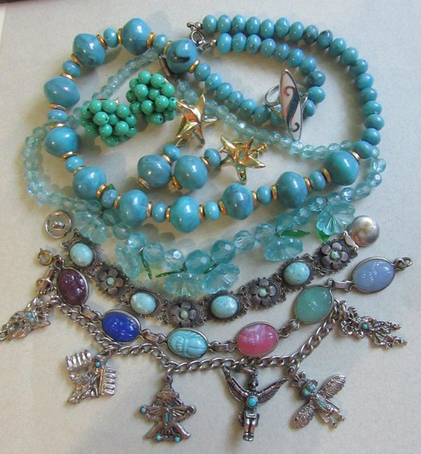 Vintage Blue Jewelry Lot