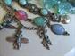 Blue Vintage Jewelry Lot Charm and Glass Scarab Bracelet Necklace Earrings Costume Jewelry