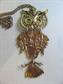 1970's Large Articulated Barn Owl Necklace Opalescent Glass Eyes Birding Birder Vintage Costume Jewelry