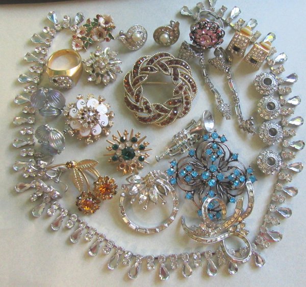 Rhinestone Junk Jewelry Lot Lisner Earrings