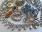 Rhinestone Junk Jewelry Lot Destash Earrings Pin Crafting Harvest Lisner