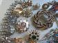 Rhinestone Junk Jewelry Lot Destash Earrings Pin Crafting Harvest Lisner