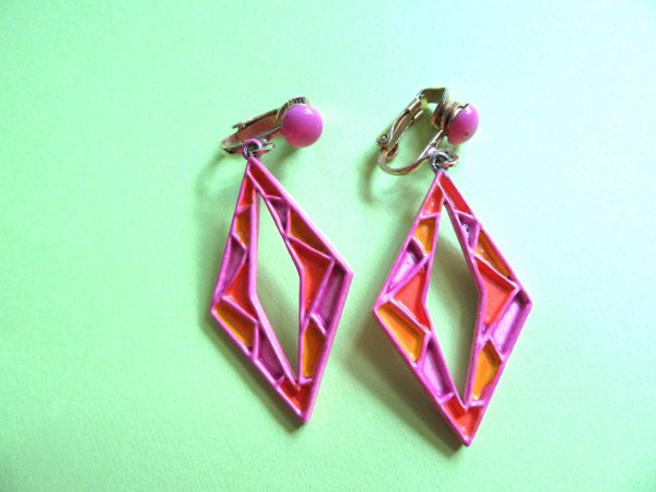 Pink Mod 1960's Earrings Vintage Jewelry 60's Accessories
