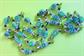 Mod 1960's Blue Flower Long Necklace AS IS Hong Kong Vintage Costume Jewelry Floral Beads