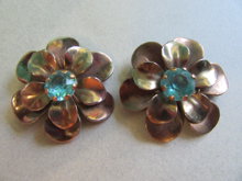 Vintage Blue Rhinestone Dress Clips 1940's Jewelry