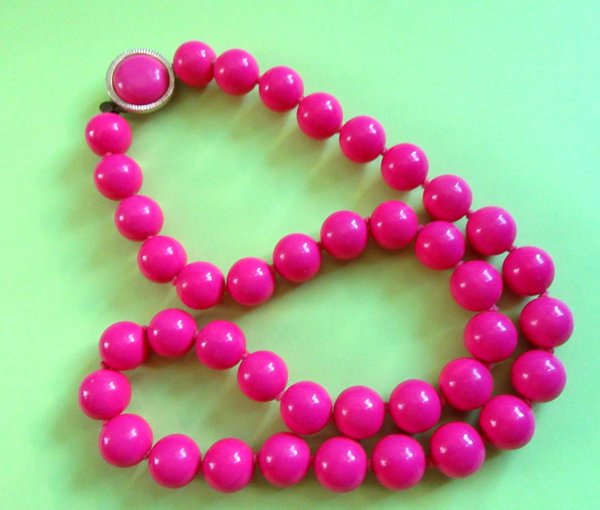 1960's Mod Hot Pink Necklace  Vintage Jewelry Mrs. Roper
