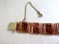 Vintage Mid Century Bracelet Purple Amber Enameled Panels Gold Wash Quality Made 