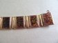 Vintage Mid Century Bracelet Purple Amber Enameled Panels Gold Wash Quality Made 