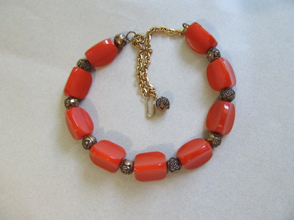 Orange Bakelite Choker Necklace AS IS