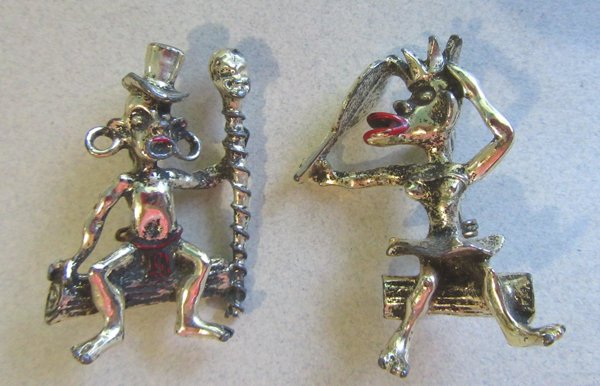 Unsigned Tribal Couple Pin Set Vintage Jewelry Figural
