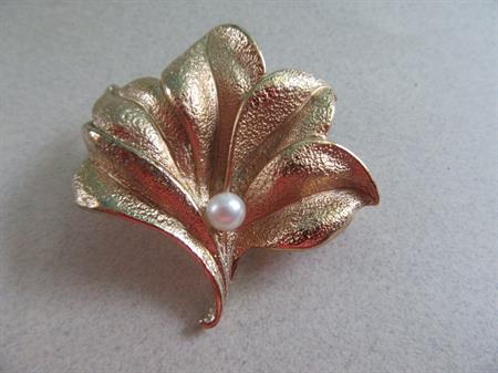 Vintage Napier Sterling and Genuine Pearl Floral Pin Signed Fine Jewelry