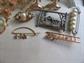 Vintage and Up Pin Lot Figural  French Horn Sailboat Spoon Bowling Geisha Girl Scatter Pins Covered Bridge Costume Jewelry