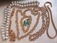 Vintage Two Avon Chain Necklaces With Bracelet Set Monet Filigree Necklace Celebrity Green Clip Earrings Mesh Rope Choker