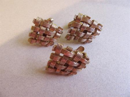 Vintage Kriesler Craft Cufflinks And Skinny Tie Clasp Set Men's Jewelry Shirt and Tie Accessories