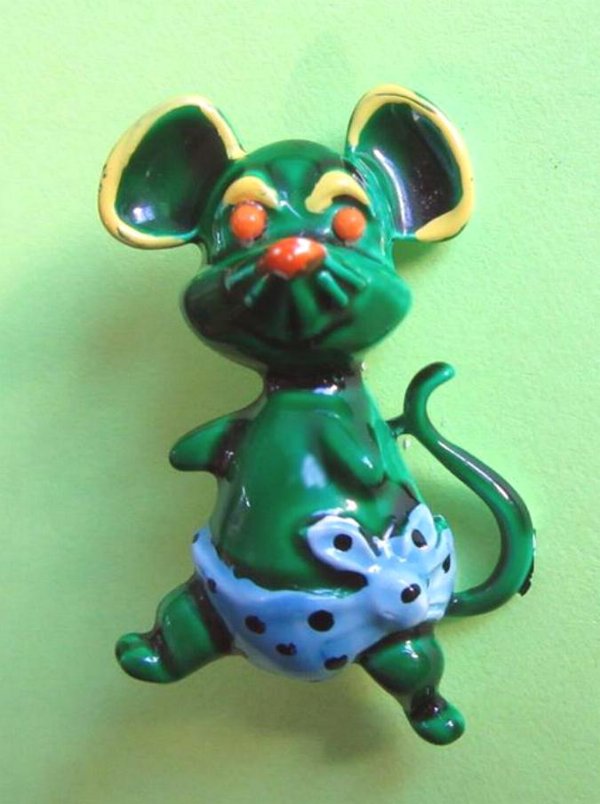 Vintage Anthropomorphic Pin Mouse in Diaper Signed Lind Gal LG  