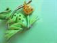 Vintage Anthropomorphic Frog Pin Signed Lind Gal LG Running Away From Home Or Moving Costume Jewelry Figural