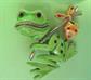 Vintage Anthropomorphic Frog Pin Signed Lind Gal LG Running Away From Home Or Moving Costume Jewelry Figural