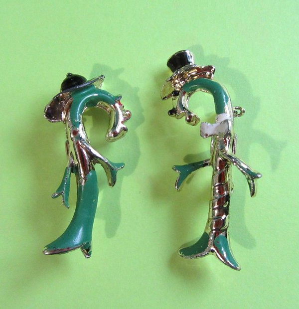 Vintage Anthropomorphic Pin Set Cane Couple 
