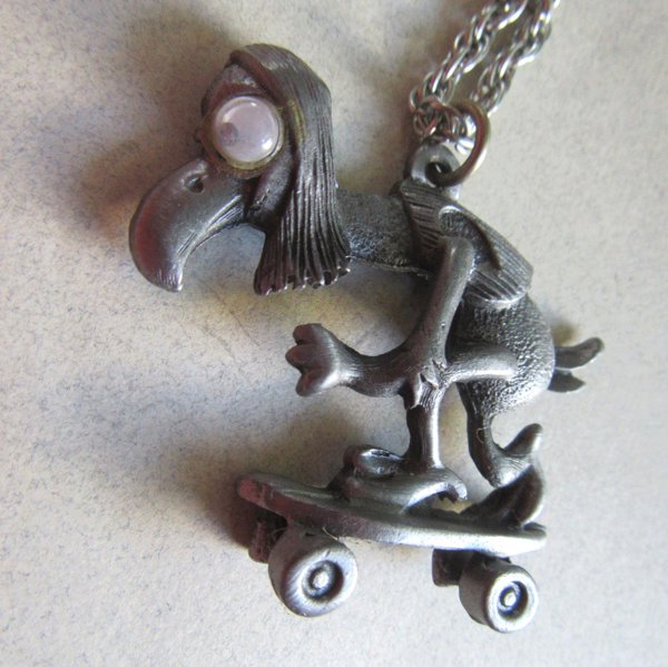Vintage Anthropomorphic Vulture Necklace Google Eyes  JJ