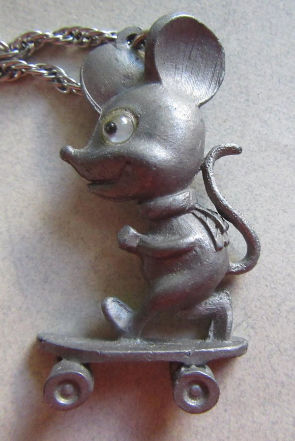 Anthropomorphic Mouse Necklace Google Eyes  JJ 