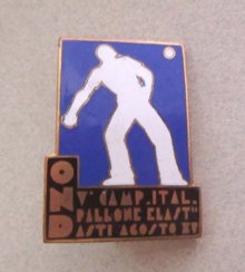 1930's Italian Fascist Pin OND Opera Nazionale Dopolavoro Shot Put Sports Collectibles